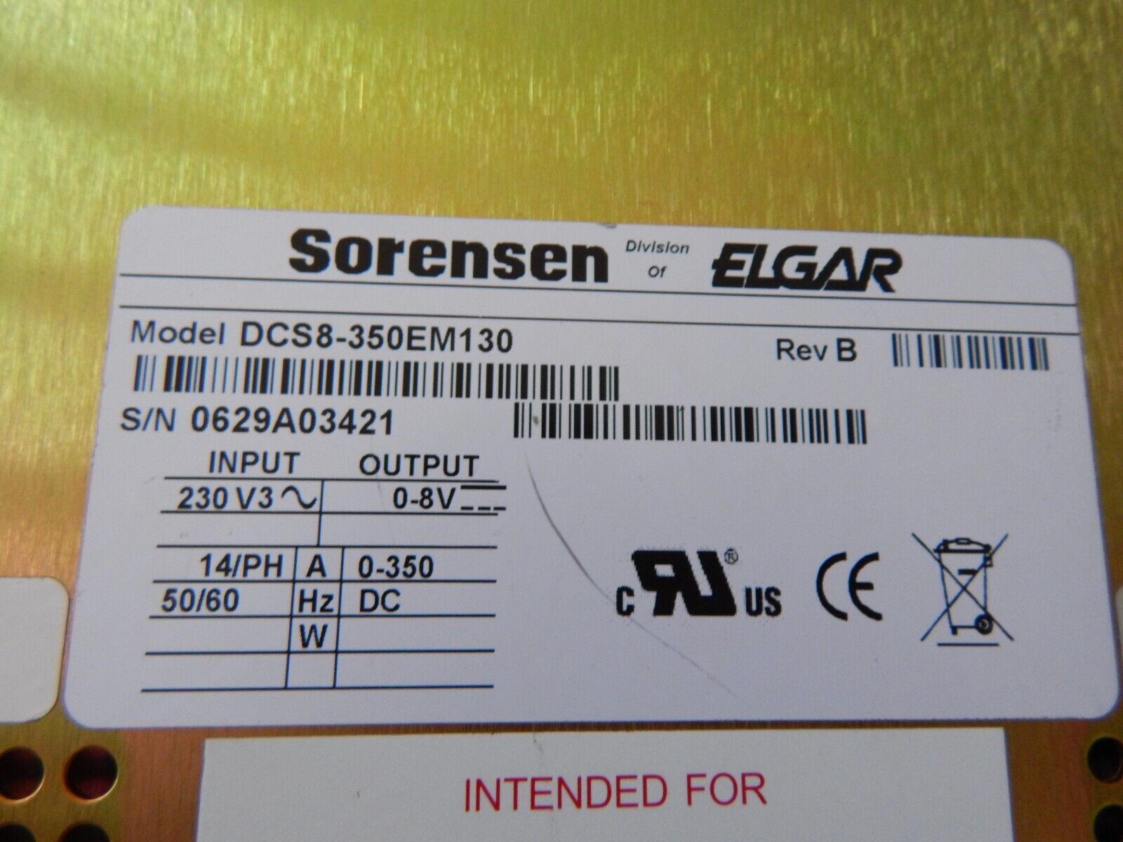 Sorensen DCS8-350E M130 Ethernet Power Supply Sorensen DCS8-350E M130 Ethernet Power Supply